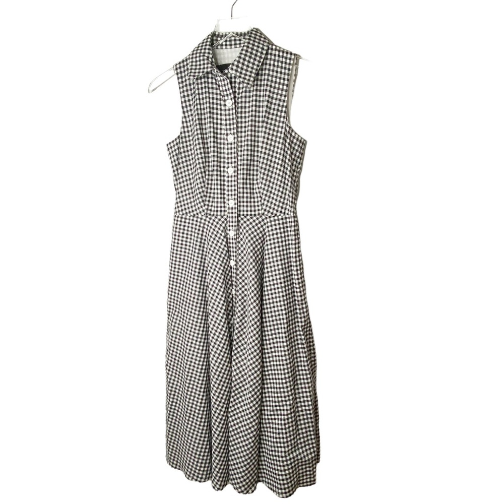 Chetta B Gingham Pin Up Classic MIDI Dress Black White Size 2 - Picture 2 of 10
